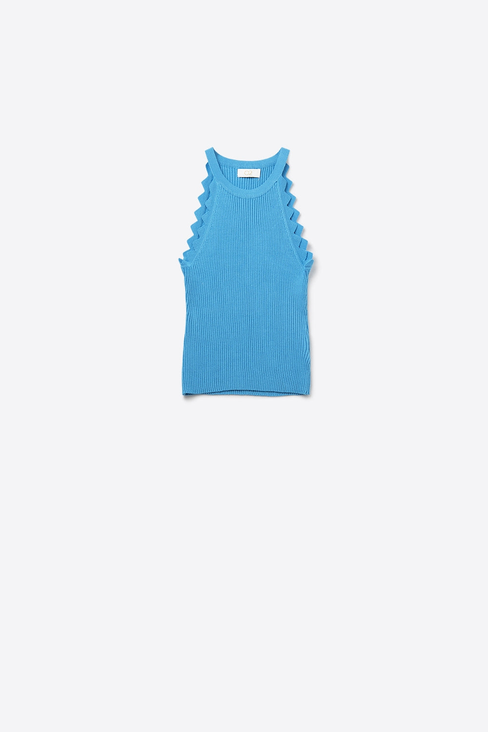 Ribbed Halter Top With Scalloped Finish in electric blue - Tops