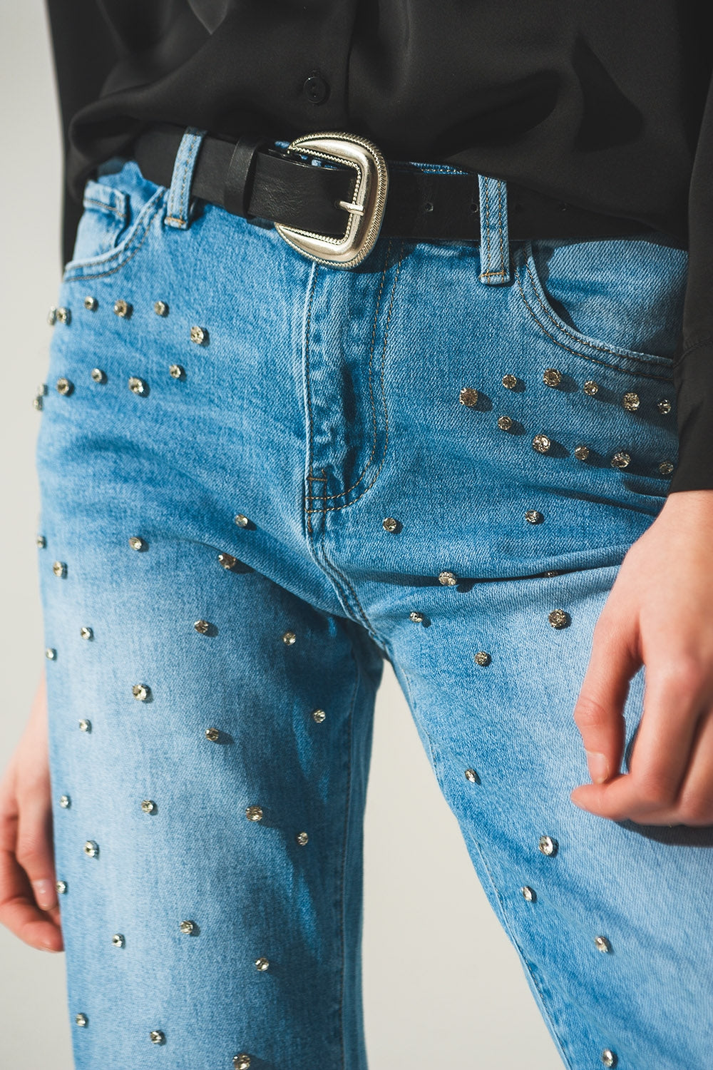 Ripped embellished jeans in lightwash - Jeans