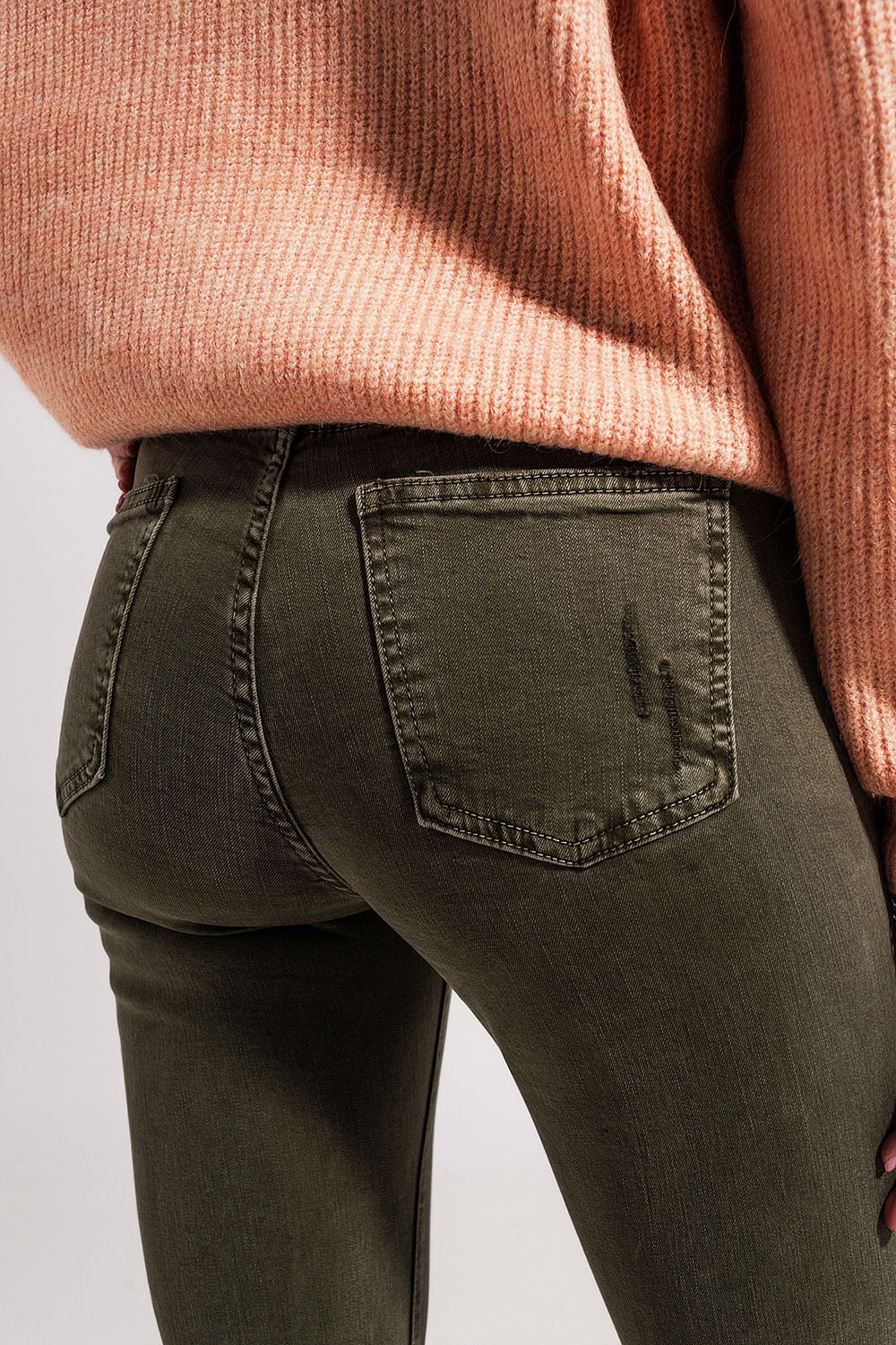 Ripped skinny jean in green - Jeans