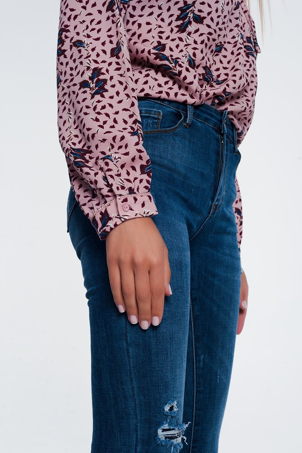 Ripped skinny jeans in blue denim - Jeans