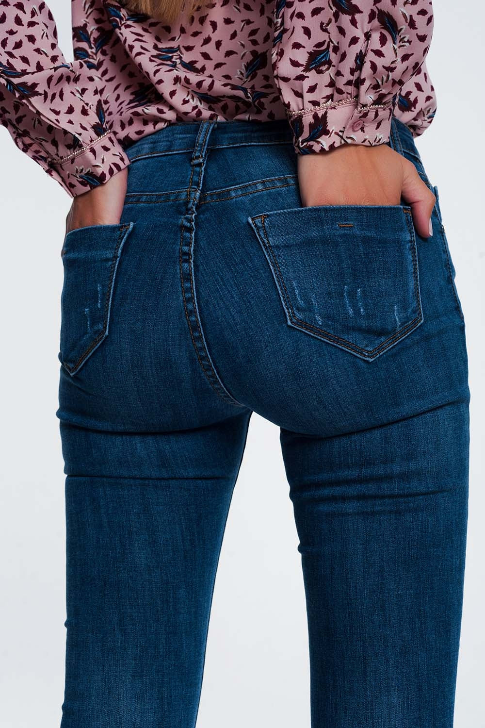 Ripped skinny jeans in blue denim - Jeans
