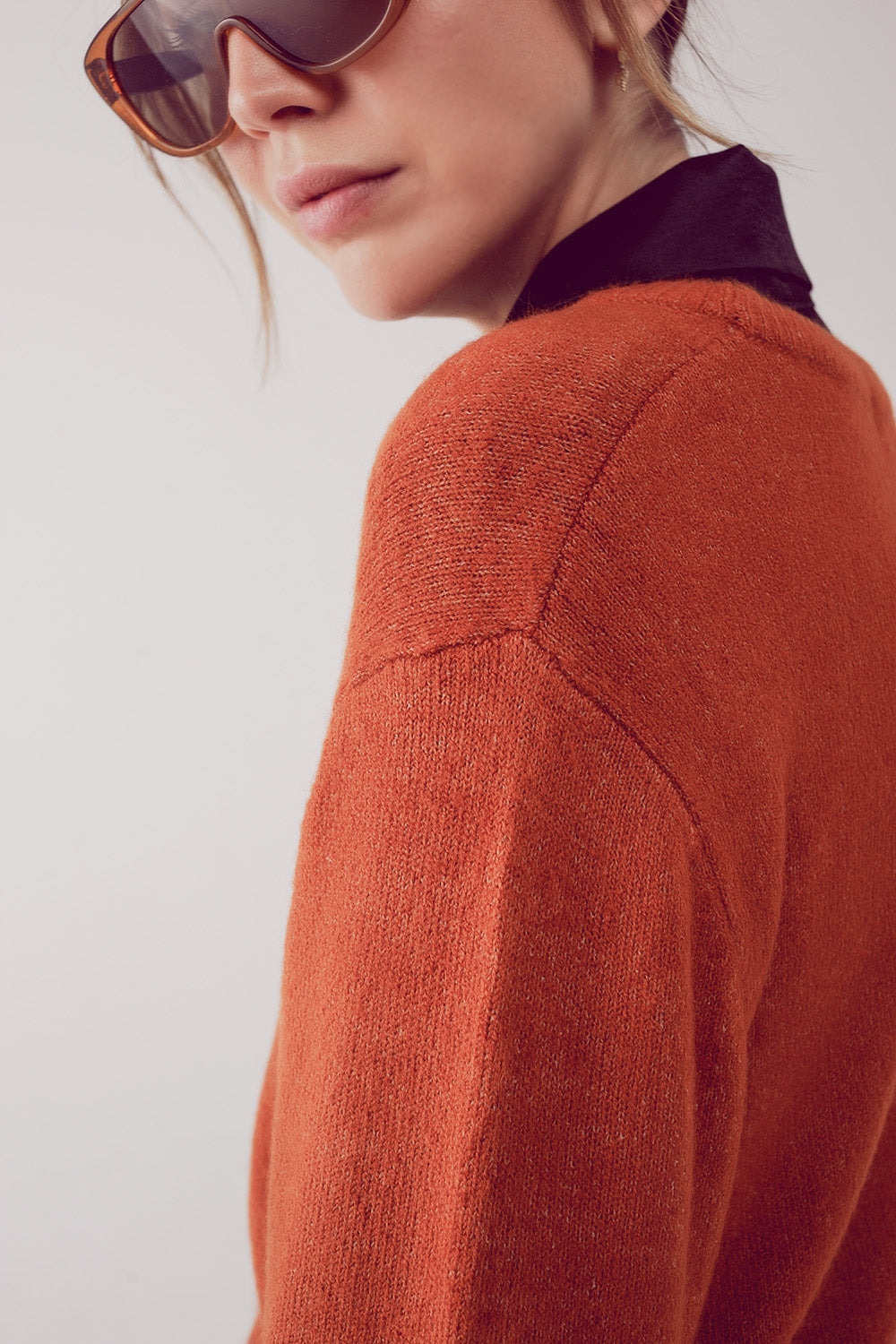 round neck oversized jumper dress in orange Q2 Sweaters BoutiqueLua