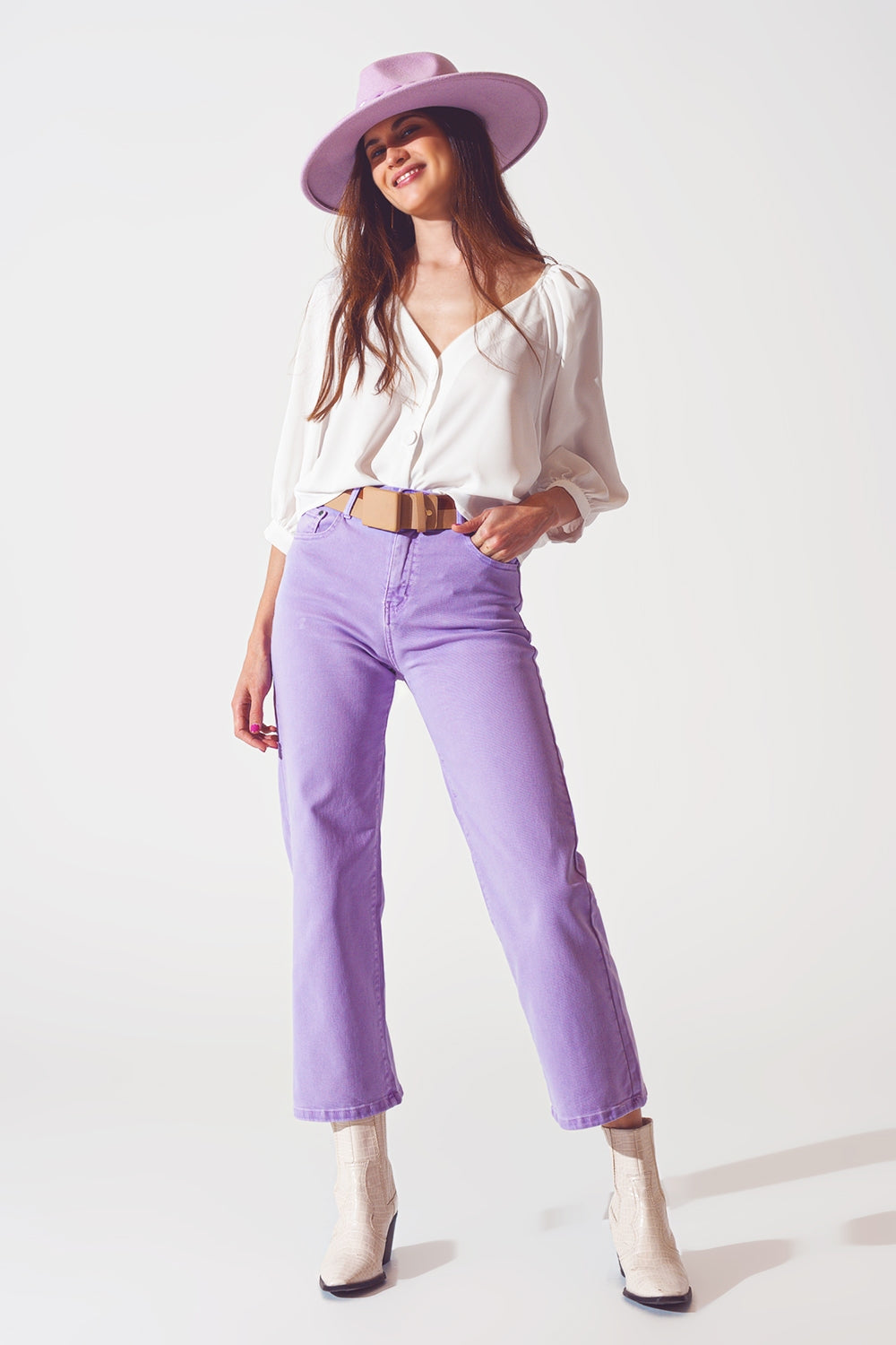 Satin button through shirt in cream Q2 Shirts BoutiqueLua