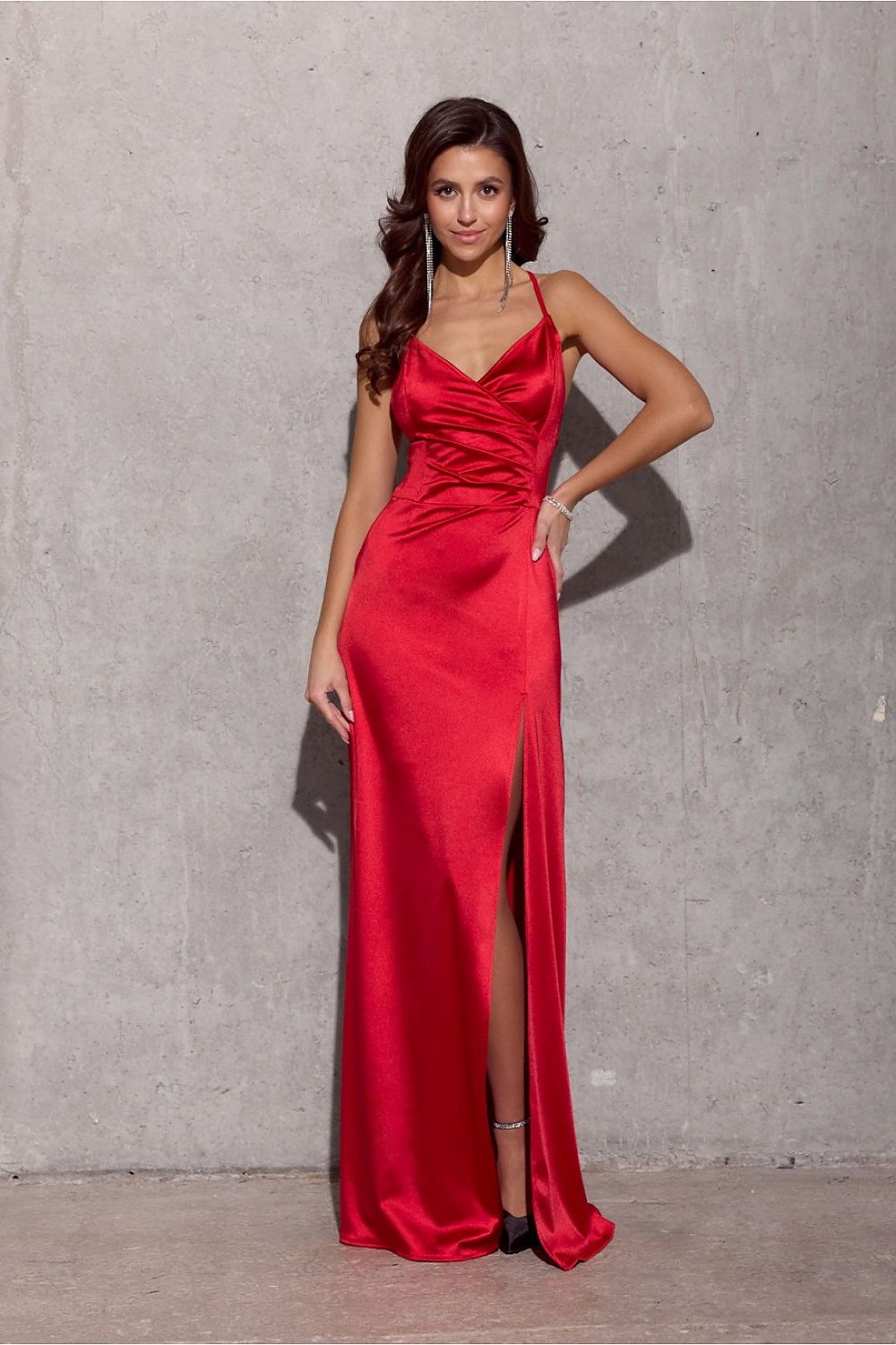 Boutique Lua Satin Formal Dress With Slit -