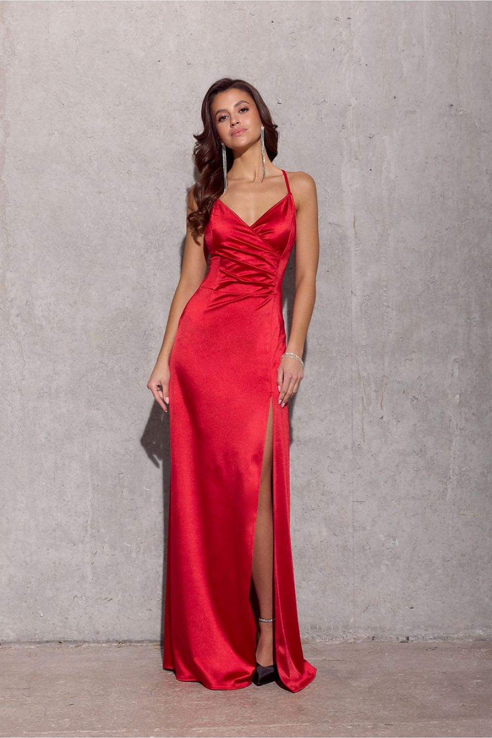 Boutique Lua Satin Formal Dress With Slit -