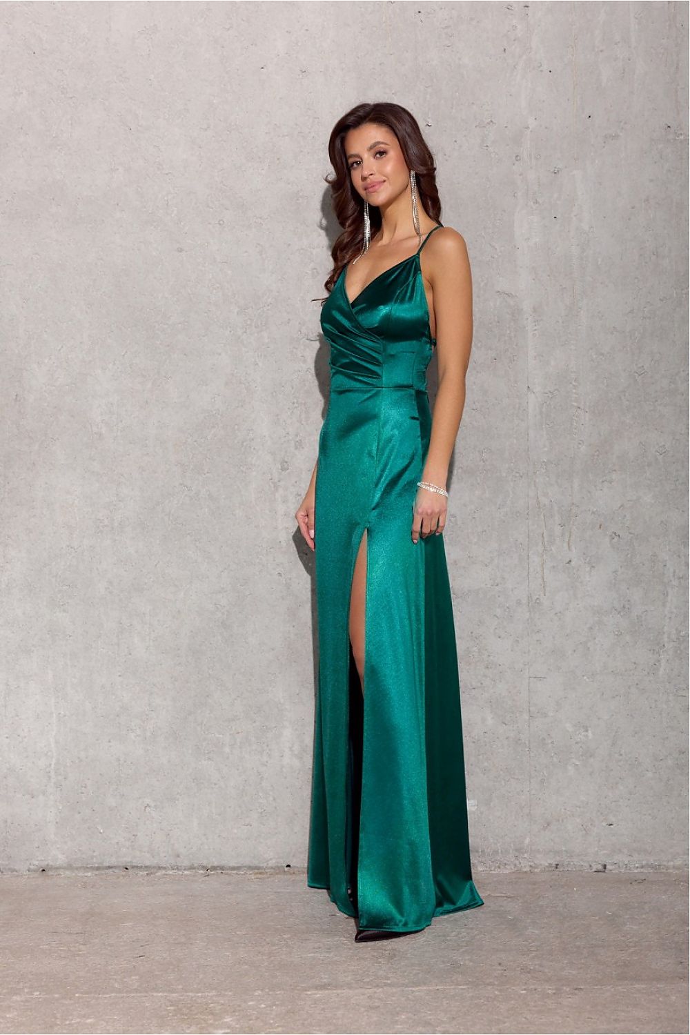 Boutique Lua Satin Formal Dress With Slit -