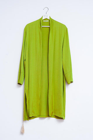 Quimono de cetim verde