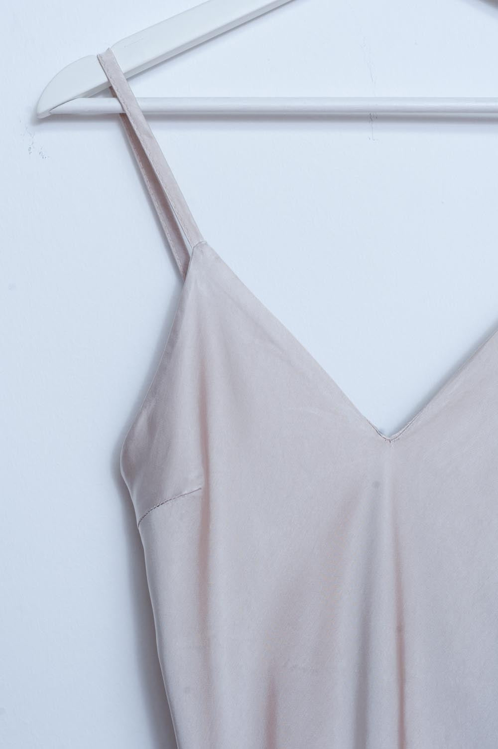 Satin short slip dress in beige - Dresses