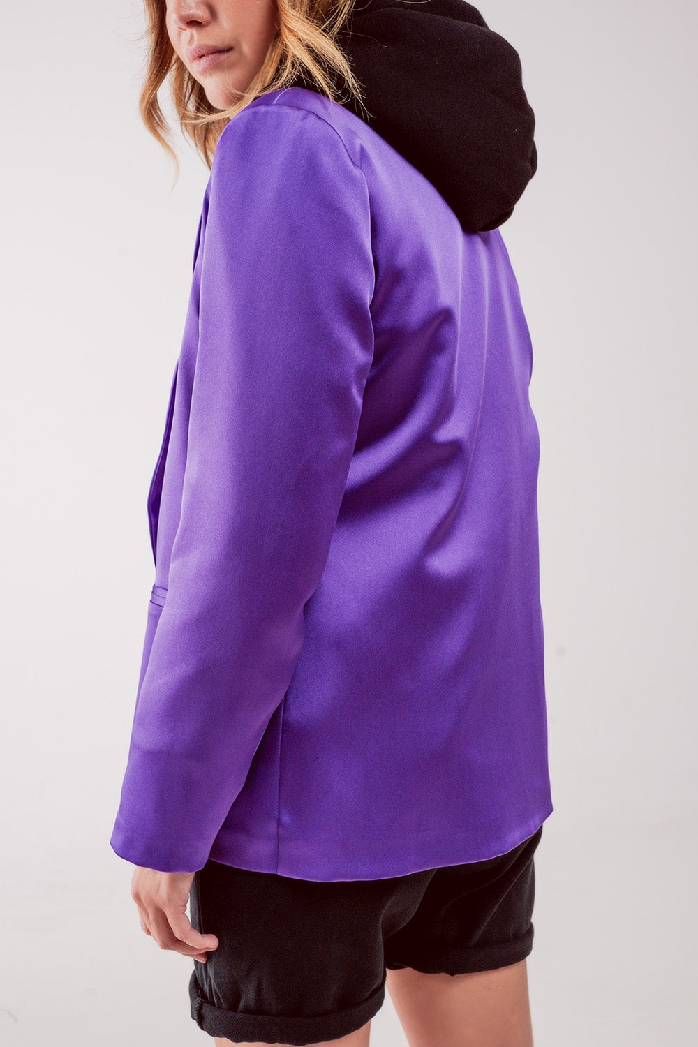 Satin tailored double breast blazer in purple - Coats and Jackets