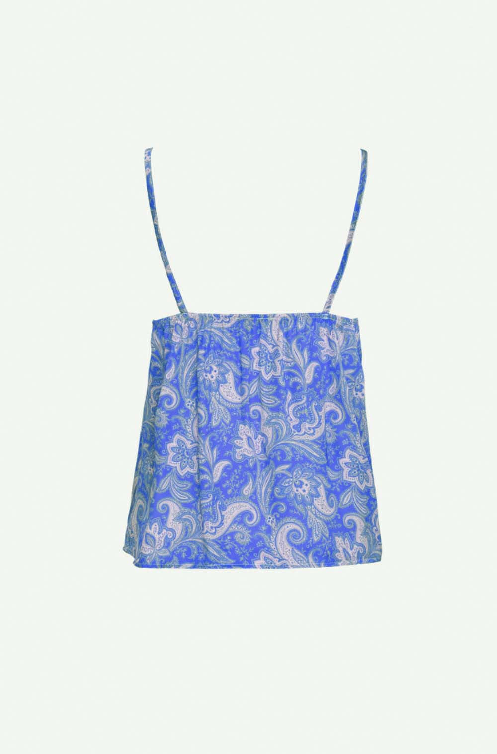 Satin top in paisley print print in blue Q2 Tops BoutiqueLua
