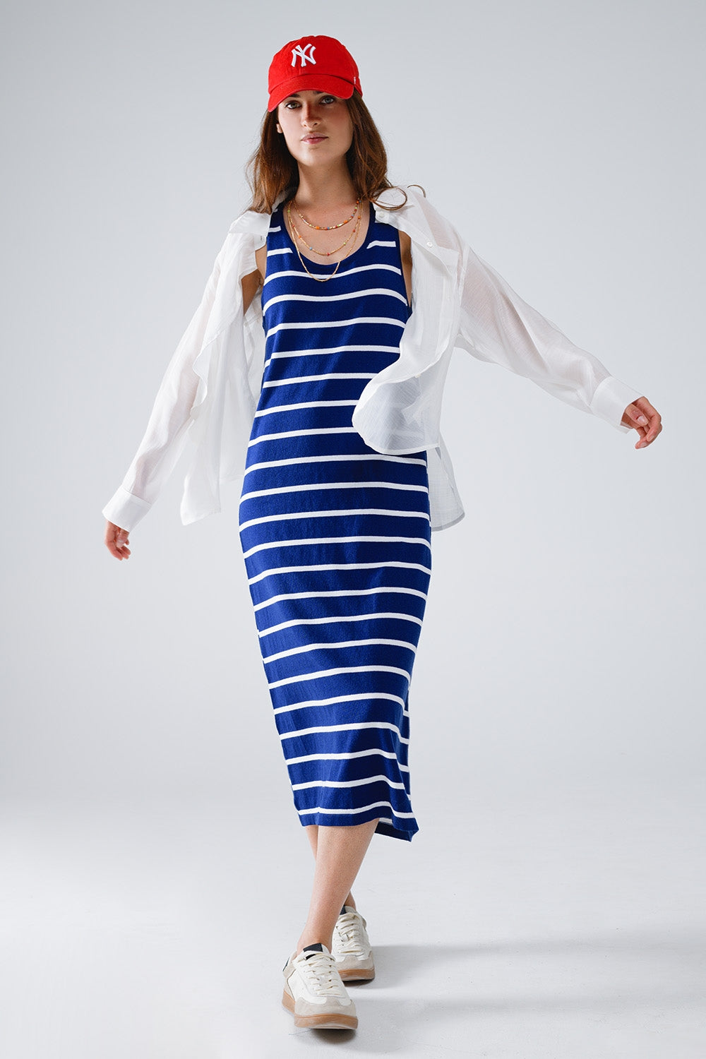Semi Sheer White Blouse With Ruffle Detail Down The Front - Blouses