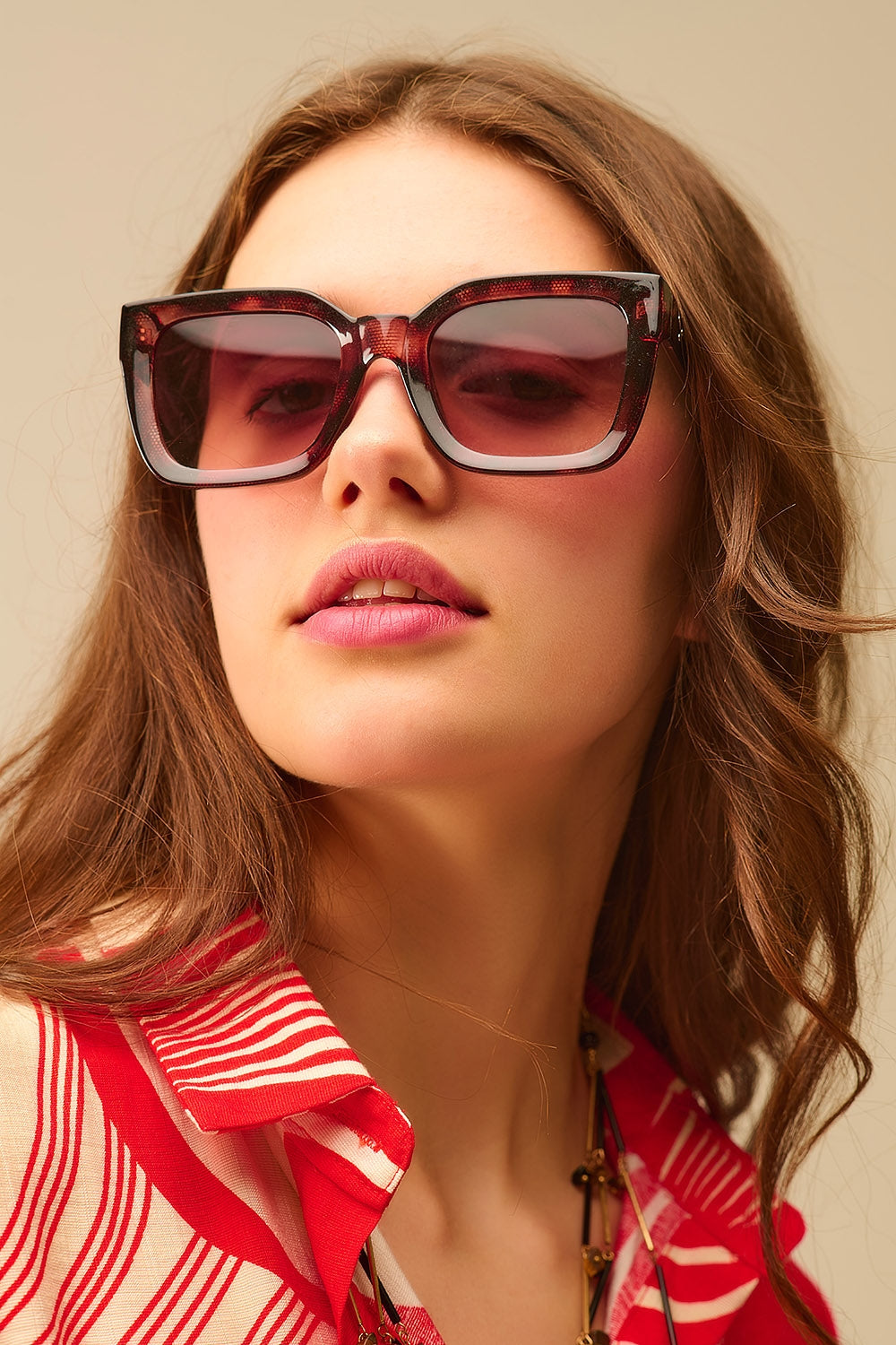 shaded brown Oversized square sunglasses -