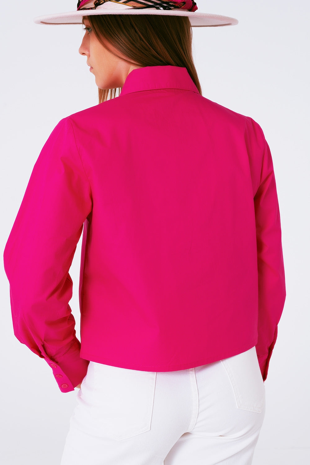 Shirt With Fringe strass Collar in Fuxia Q2 Shirts BoutiqueLua