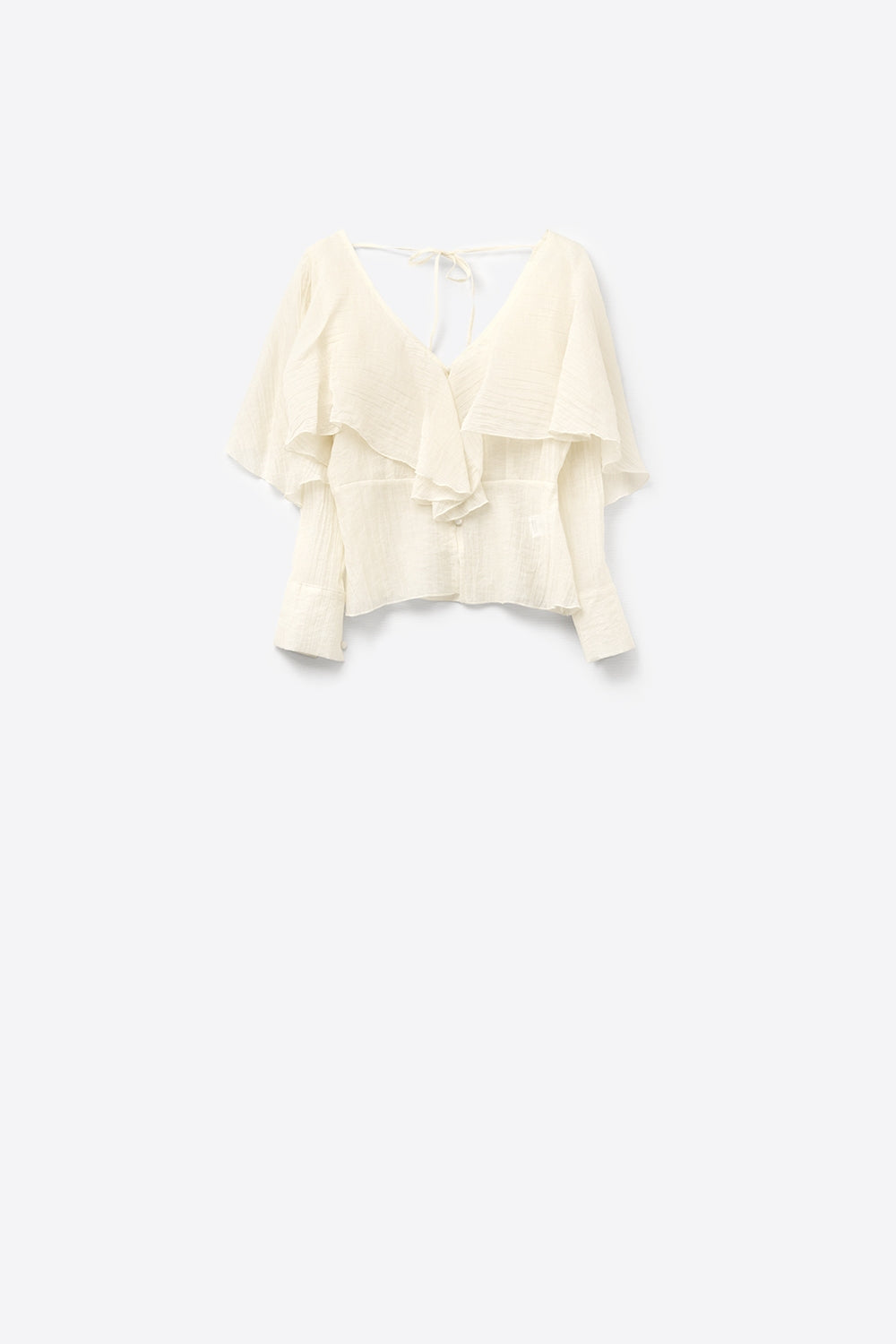 short blouse in flowing chiffon with long sleeves - Blouses