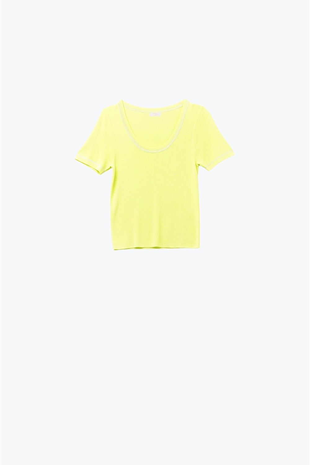 Short Sleeve sweater In yellow With Silver Seam at Round Neck - Sweaters