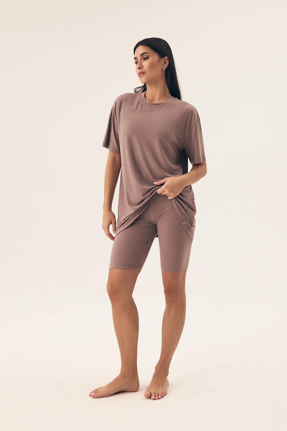 Shorts Ribbed Pyjama Set in Soft Pink - Pyjama Set