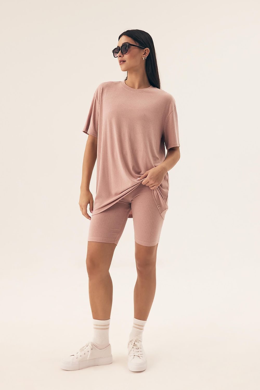 Shorts Ribbed Pyjama Set in Soft Pink - Pyjama Set