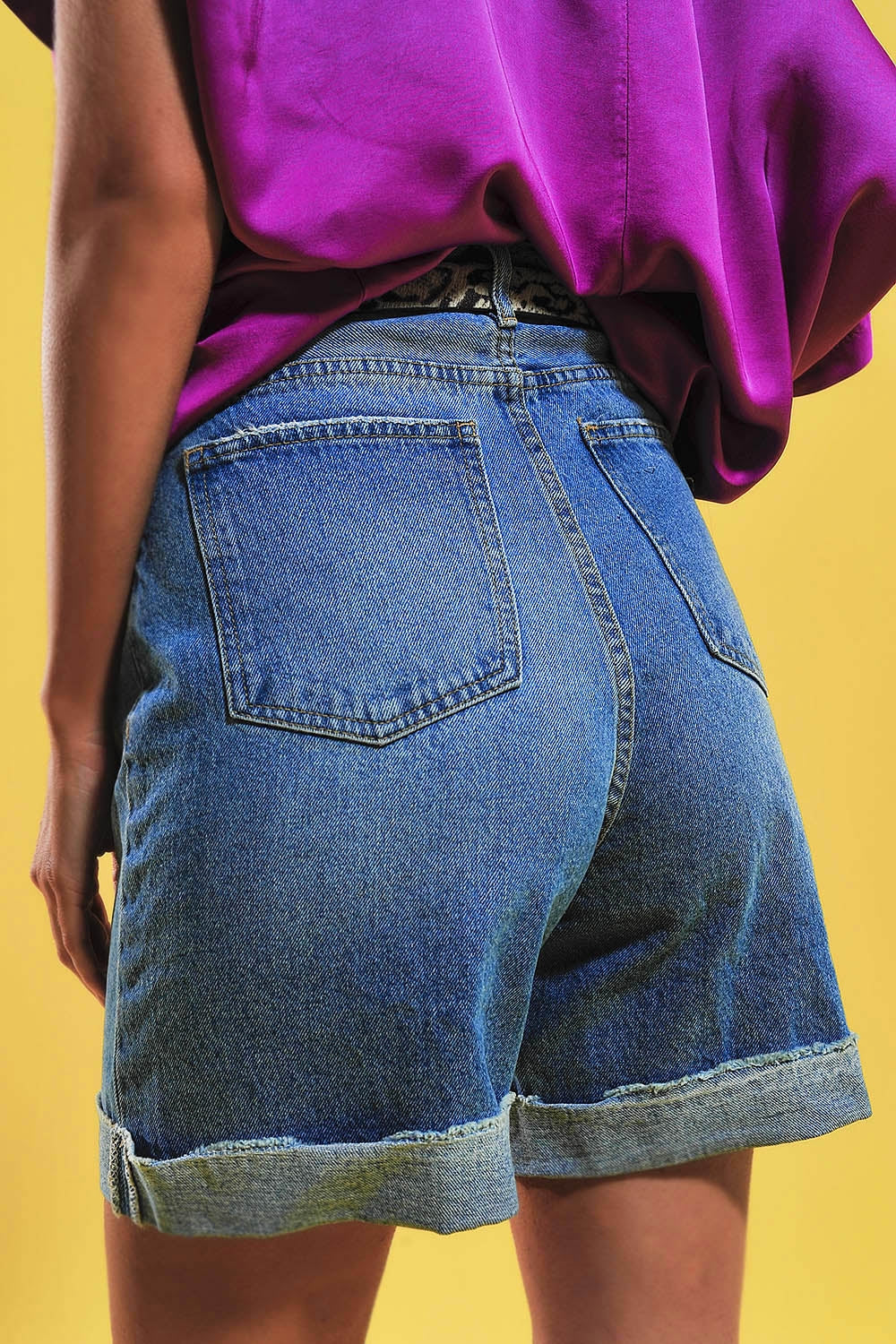 Shorts with button front in blue - Shorts