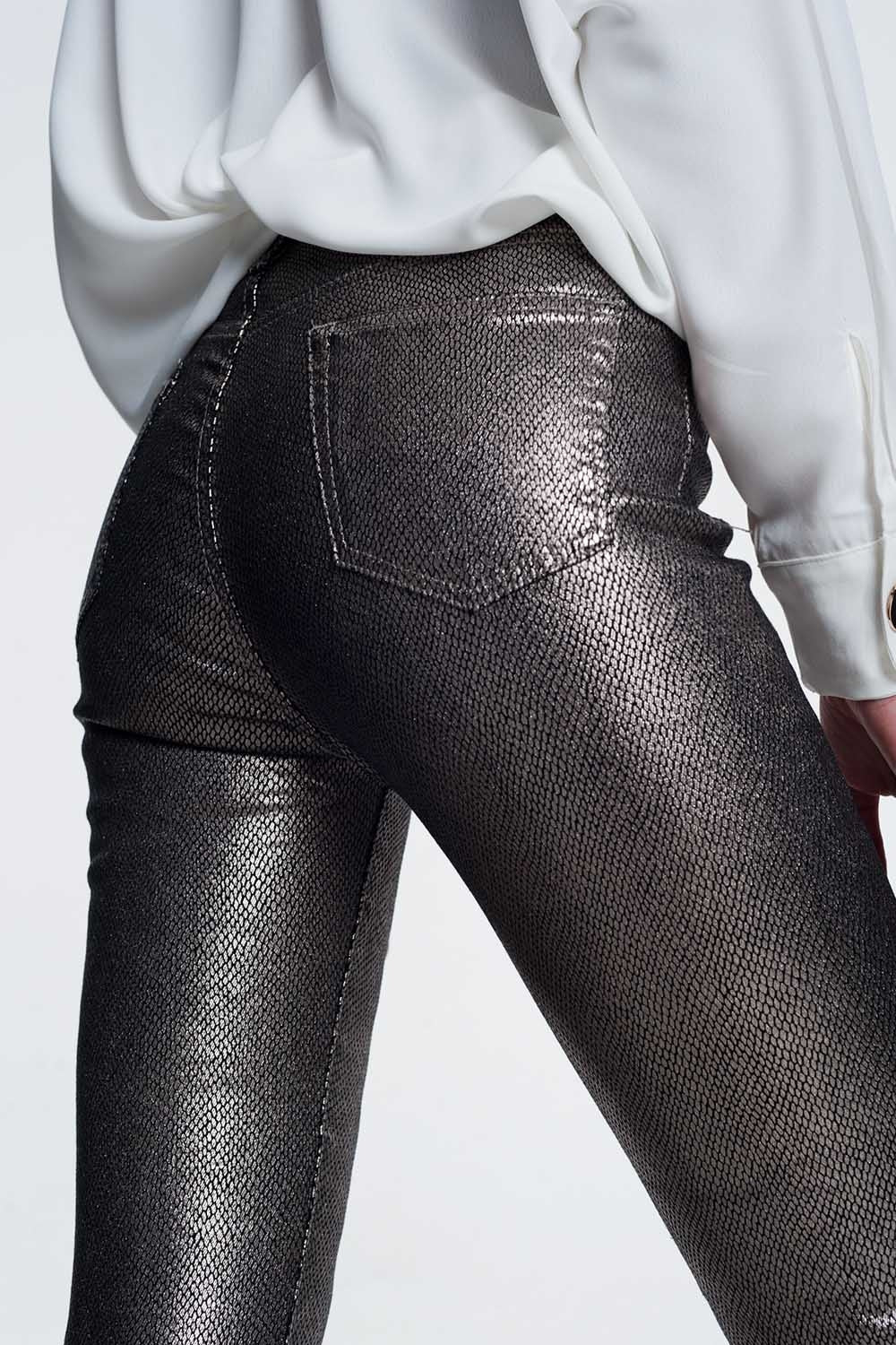 Silver trousers with snake print - Jeans