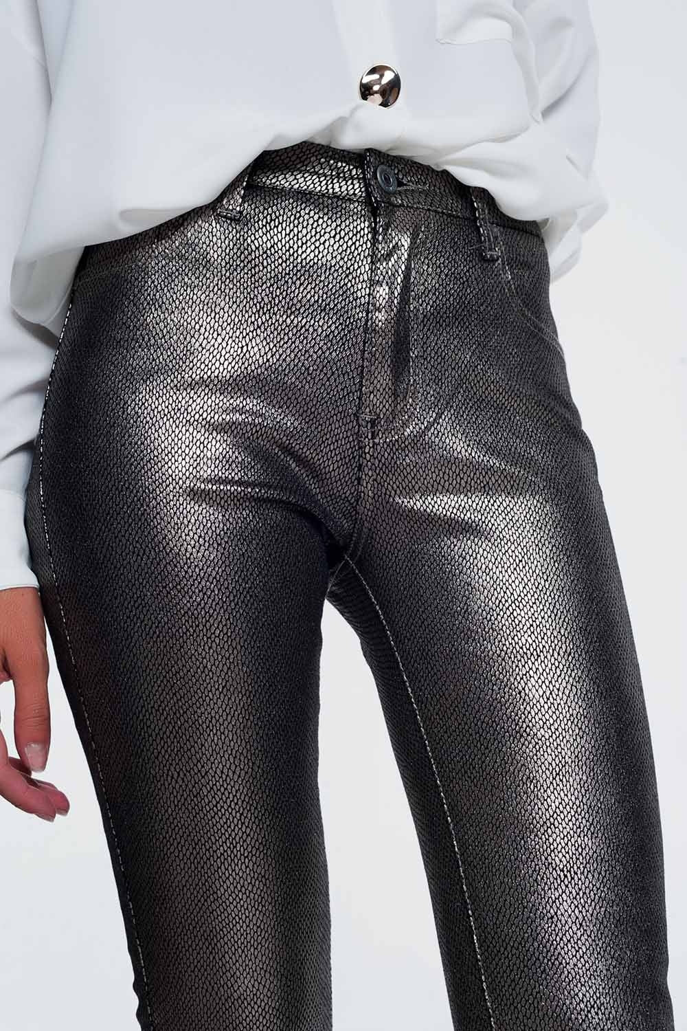 Silver trousers with snake print - Jeans