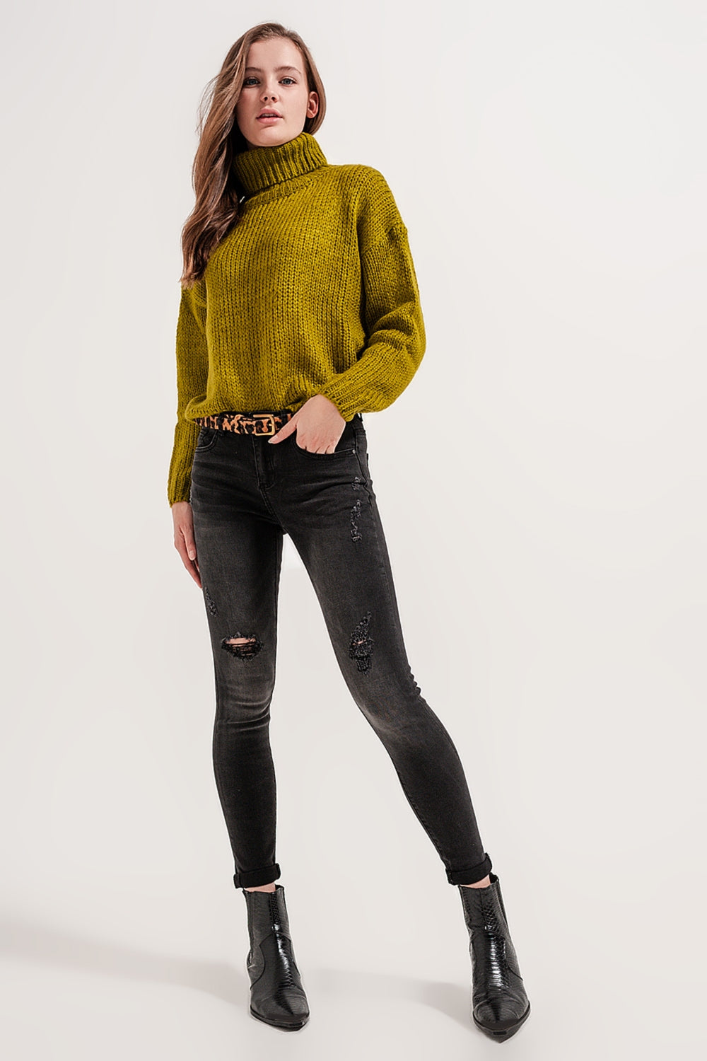 Skinny distressed jeans in grey denim Q2 Jeans BoutiqueLua