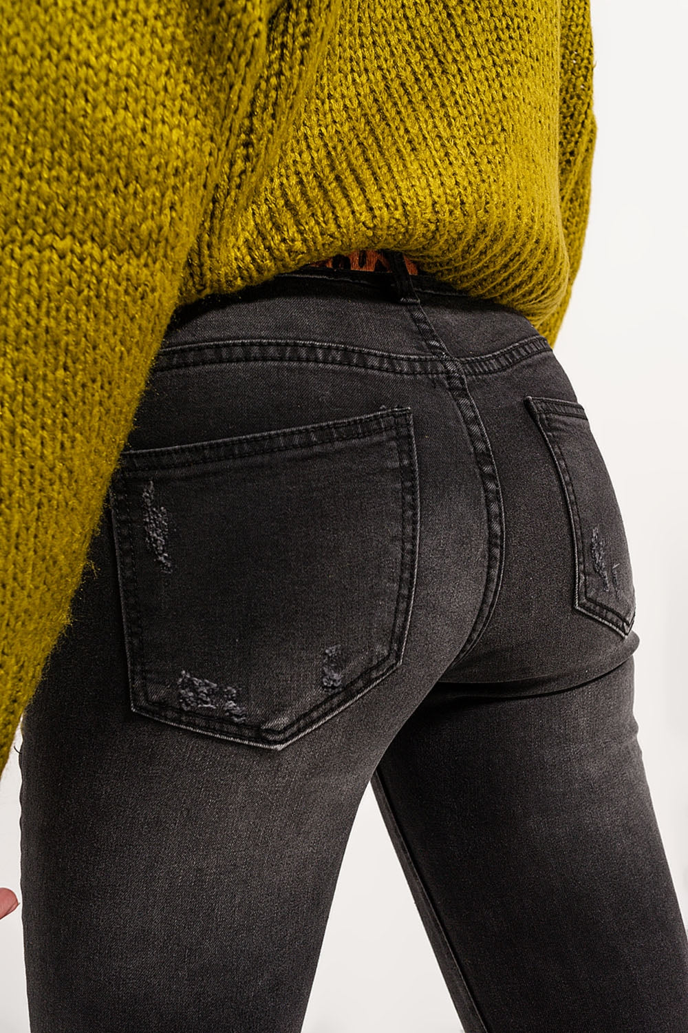 Skinny distressed jeans in grey denim Q2 Jeans BoutiqueLua