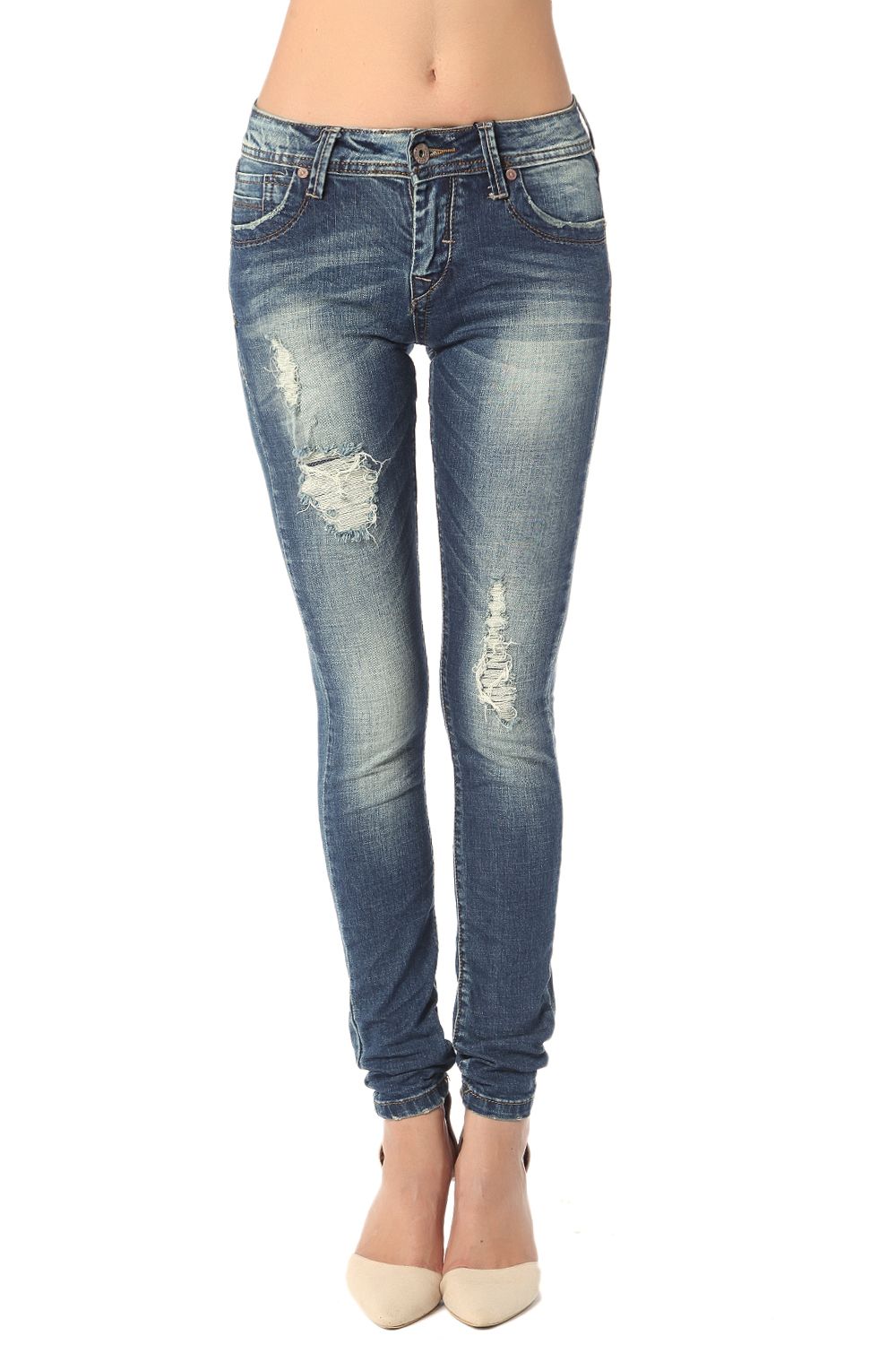 Skinny jeans with all over rips & distressing - Jeans
