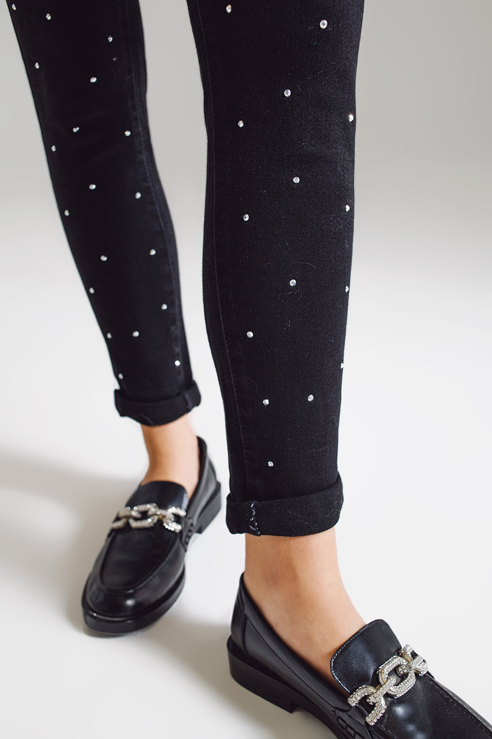 Skinny Jeans With Embellished Strass All Over In Black Q2 Jeans BoutiqueLua