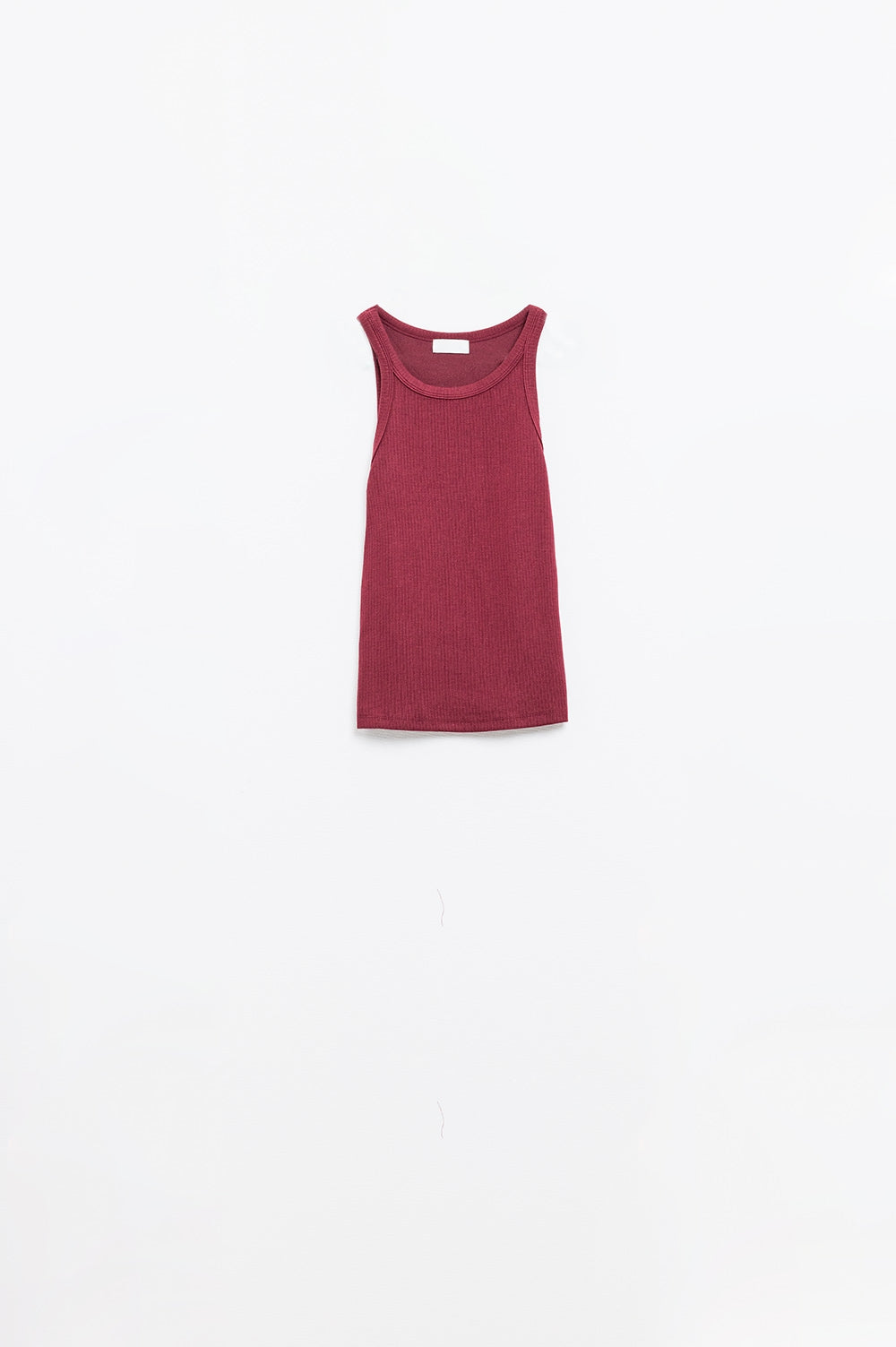Sleeveless burgundy Top With Ribbed details - Tops