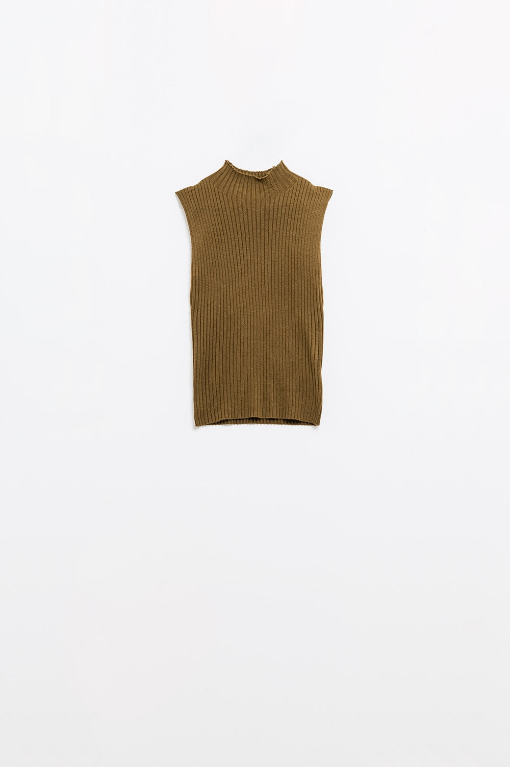 Pull sans manches en maille fine de laine marron