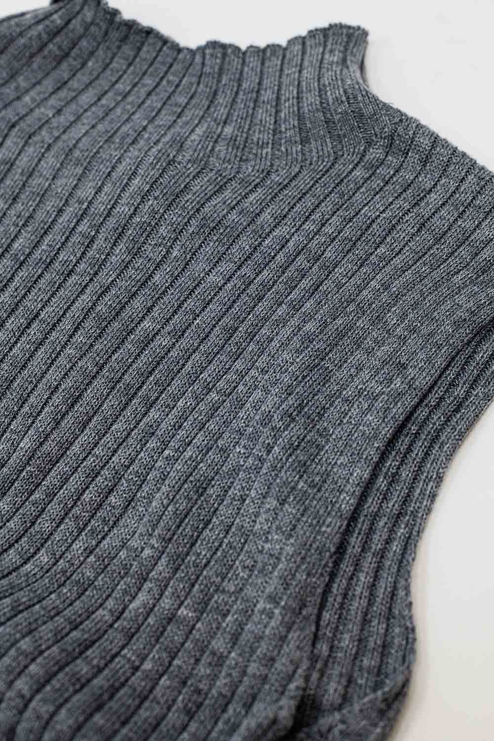 Pull sans manches en maille fine de laine grise