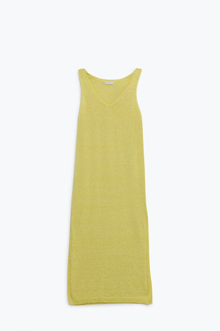 Sleeveless Maxi yellow Dress With Side Slit