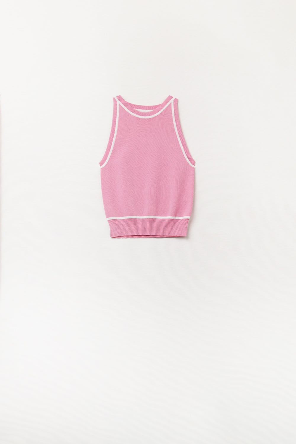 Sleeveless Sweater In Pink Featuring detail White Lines - Tops