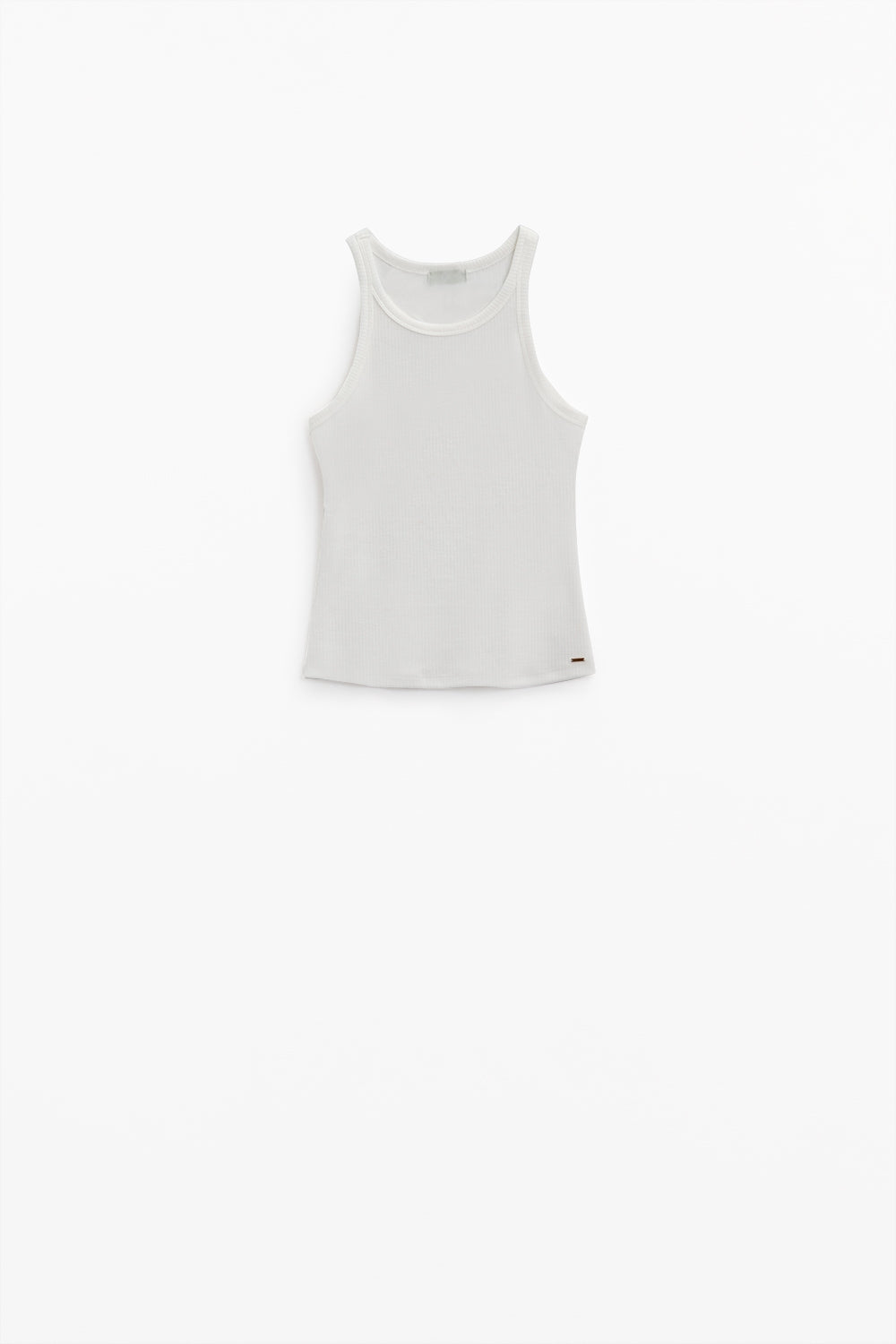 Sleeveless White Top With Ribbed Details - Tops