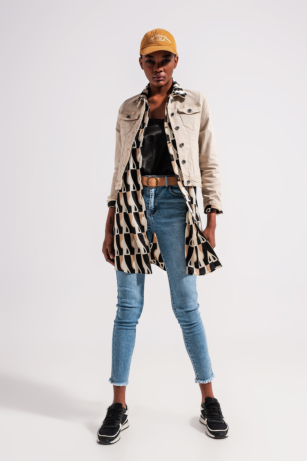 Slim denim trucker jacket in beige - Jackets