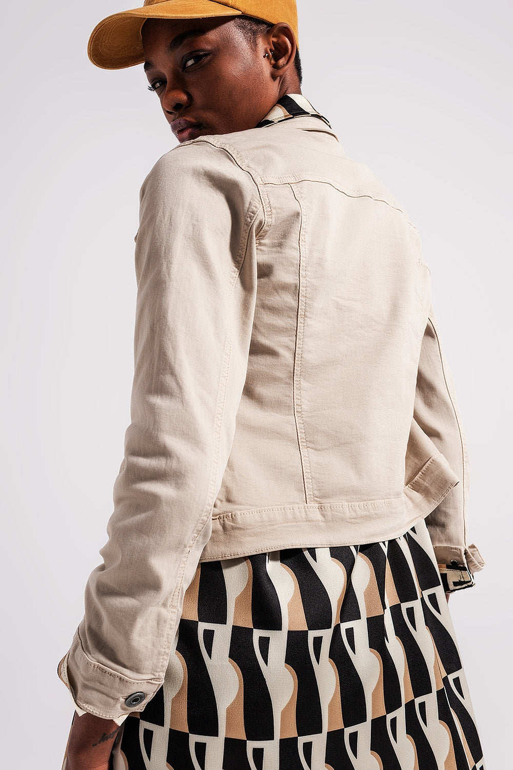 Slim denim trucker jacket in beige - Jackets
