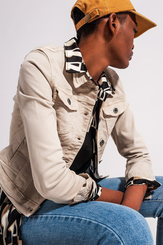 Jaqueta Trucker Slim Jeans Bege
