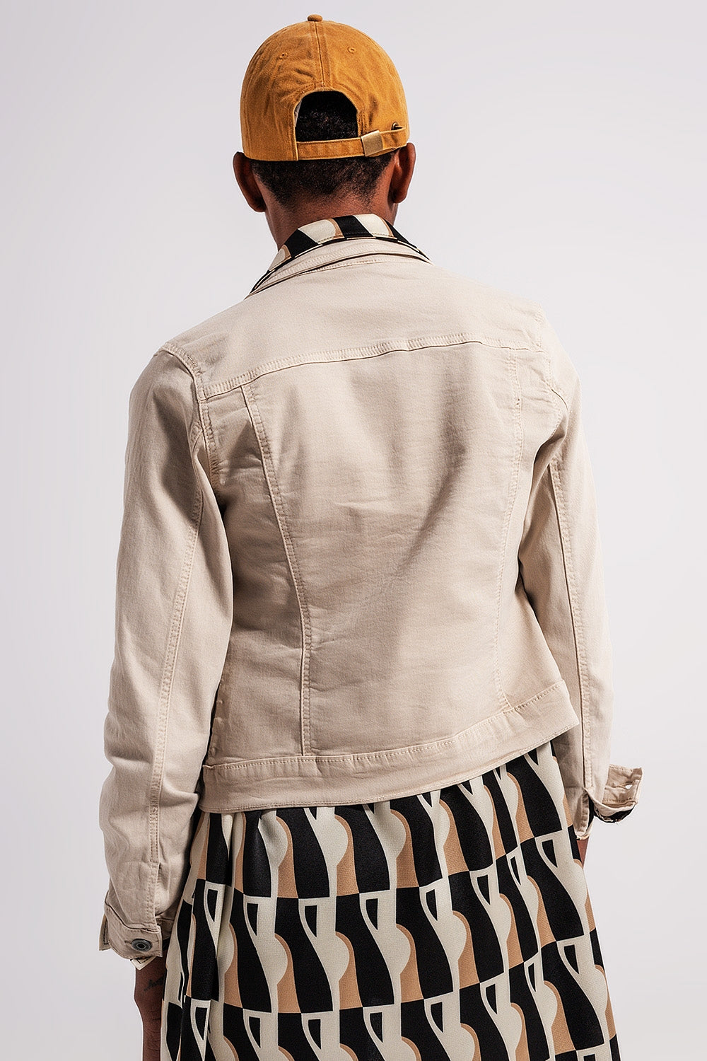 Slim denim trucker jacket in beige - Jackets
