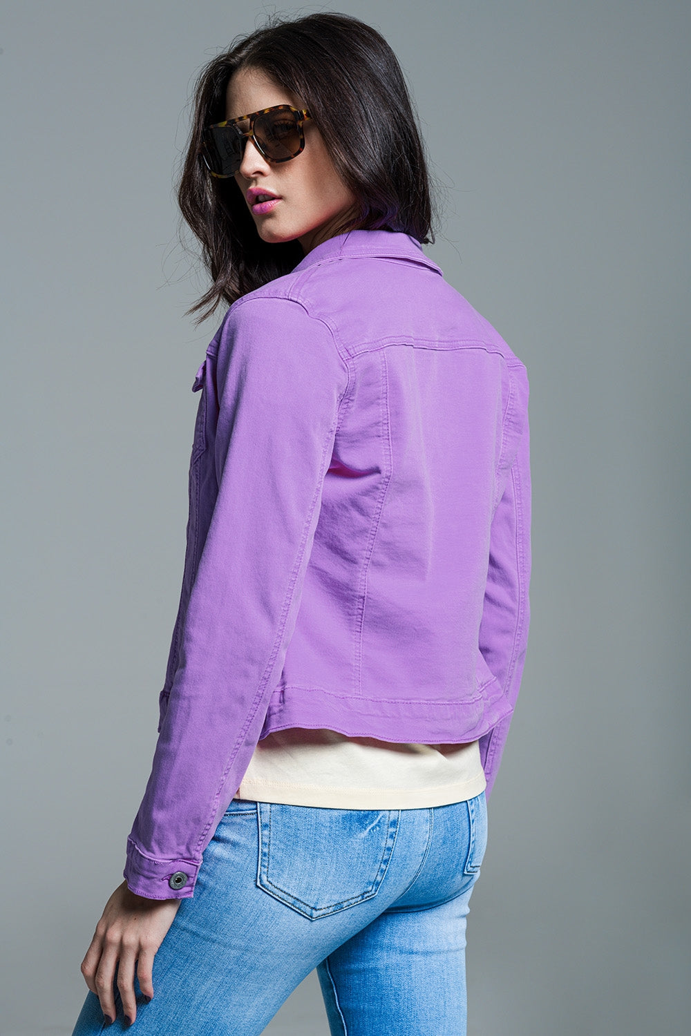Slim denim trucker jacket in Lilac - Jackets