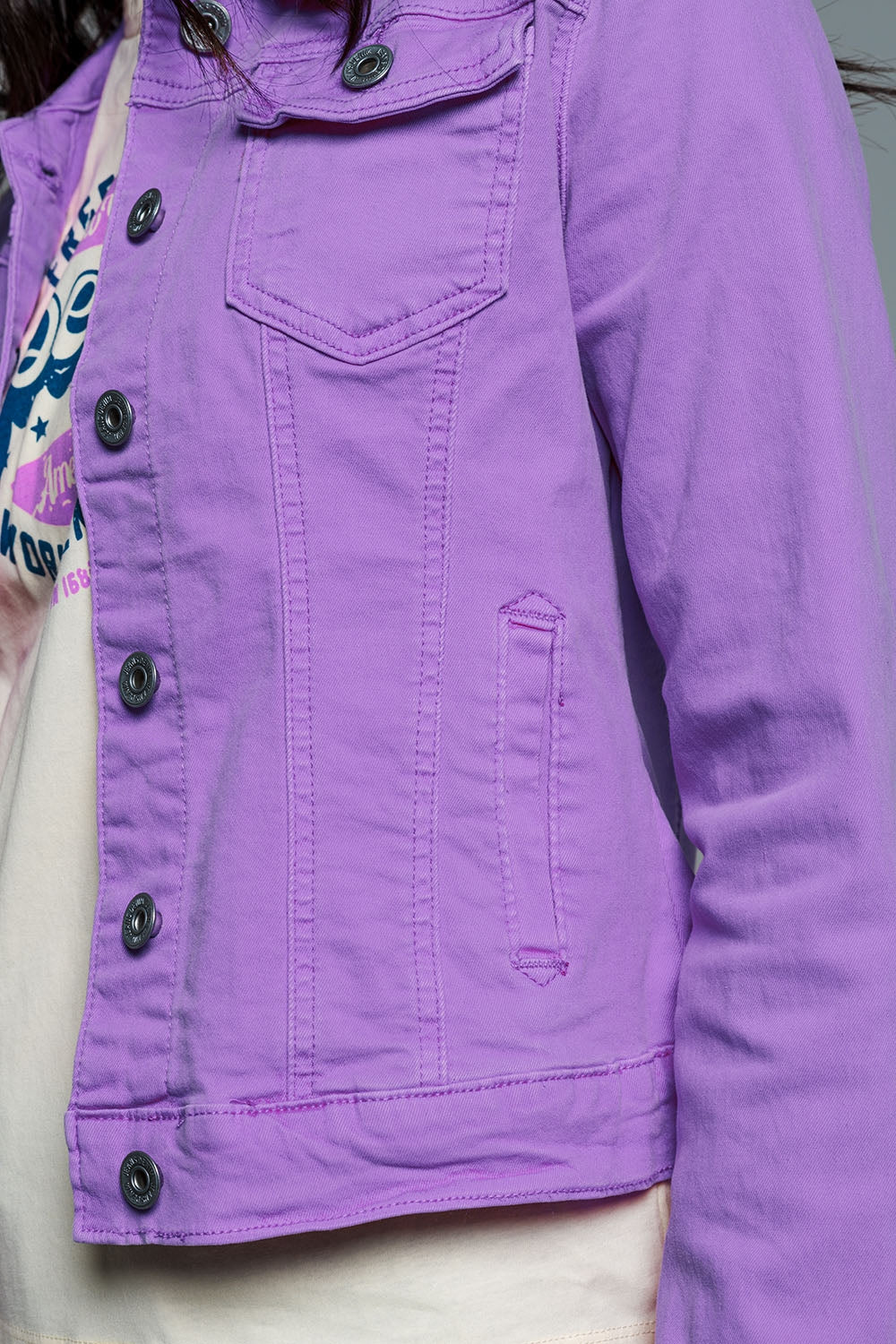 Slim denim trucker jacket in Lilac - Jackets
