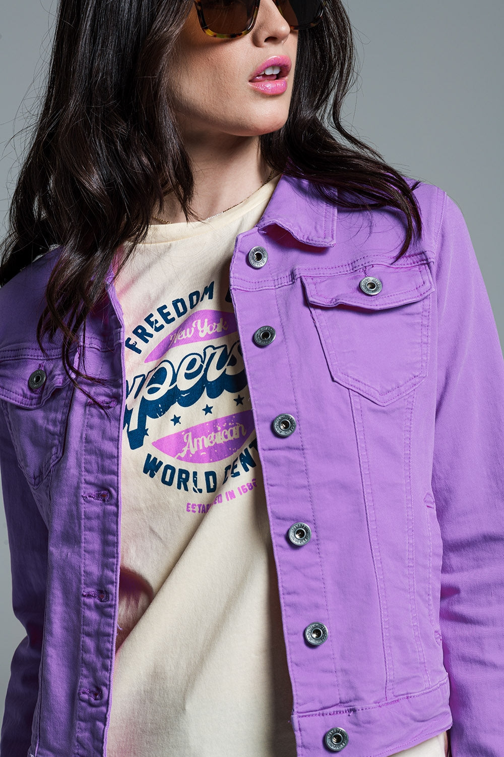 Slim denim trucker jacket in Lilac - Jackets