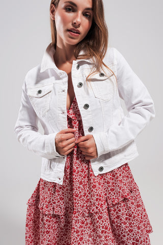 Veste camionneur slim en denim blanc