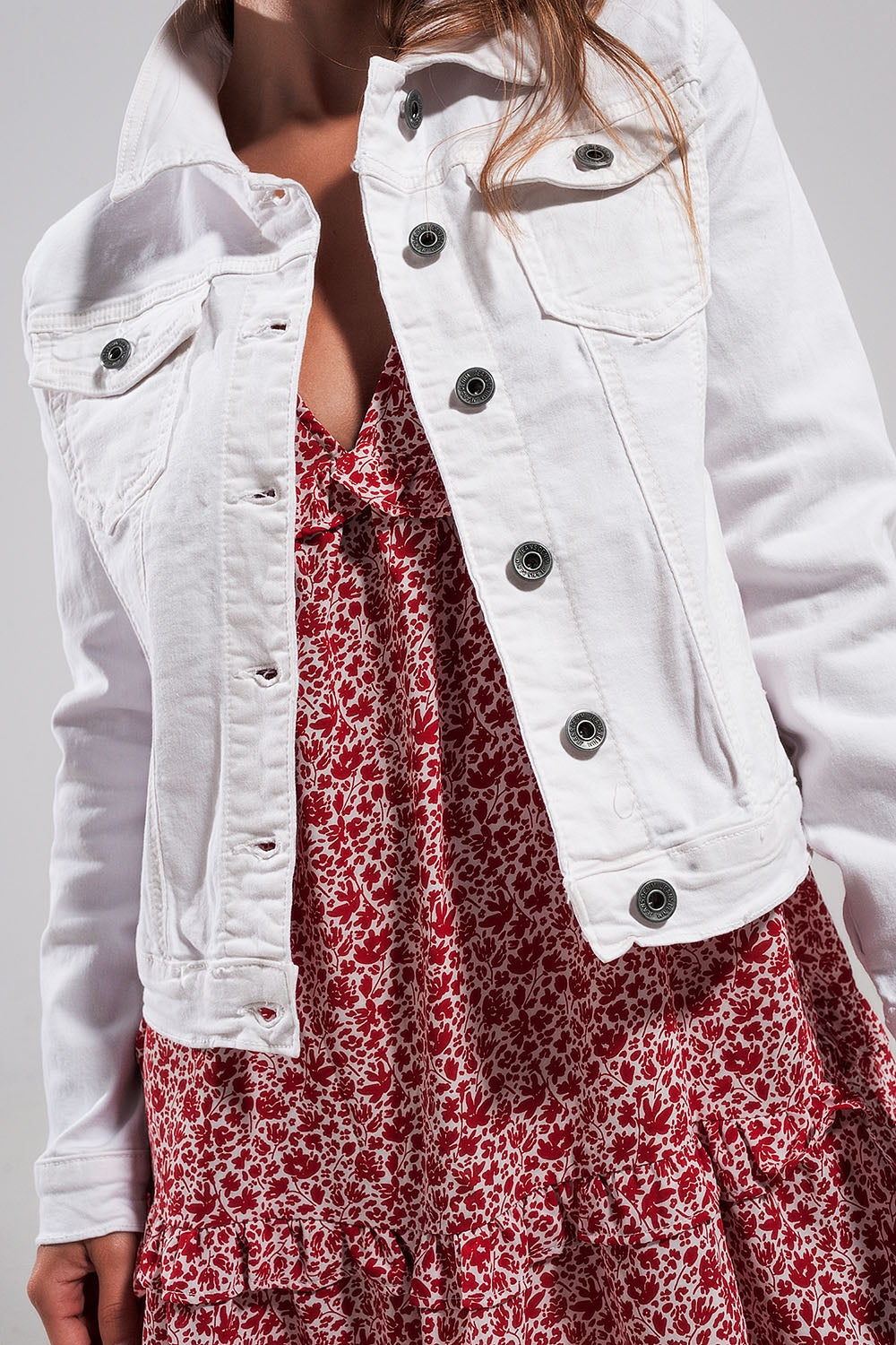 Slim denim trucker jacket in white - Jackets