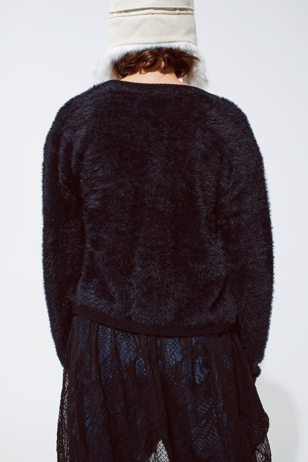 Soft cardigan with deep V neck and gold buttons Q2 Sweaters BoutiqueLua