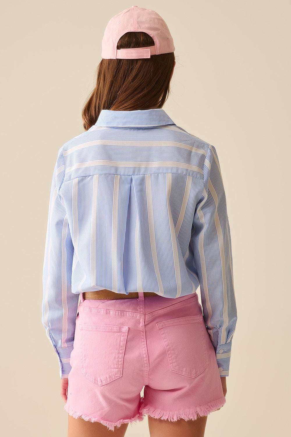 Soft fabric striped shirt in blue and white - Shirts