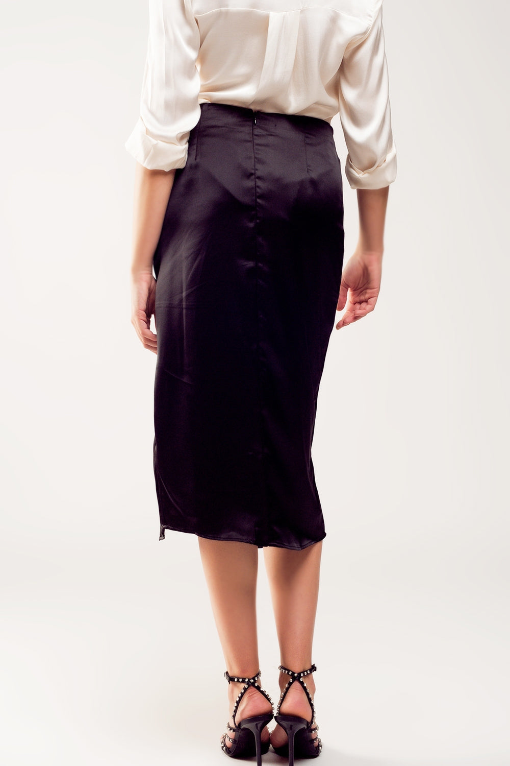 Split front midi skirt in black - Skirts