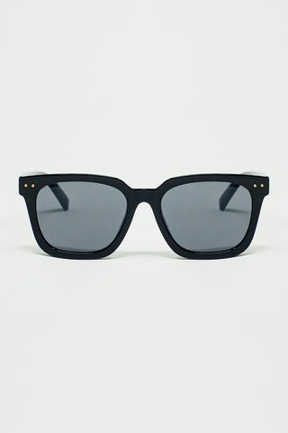 square bevel frame sunglasses in black