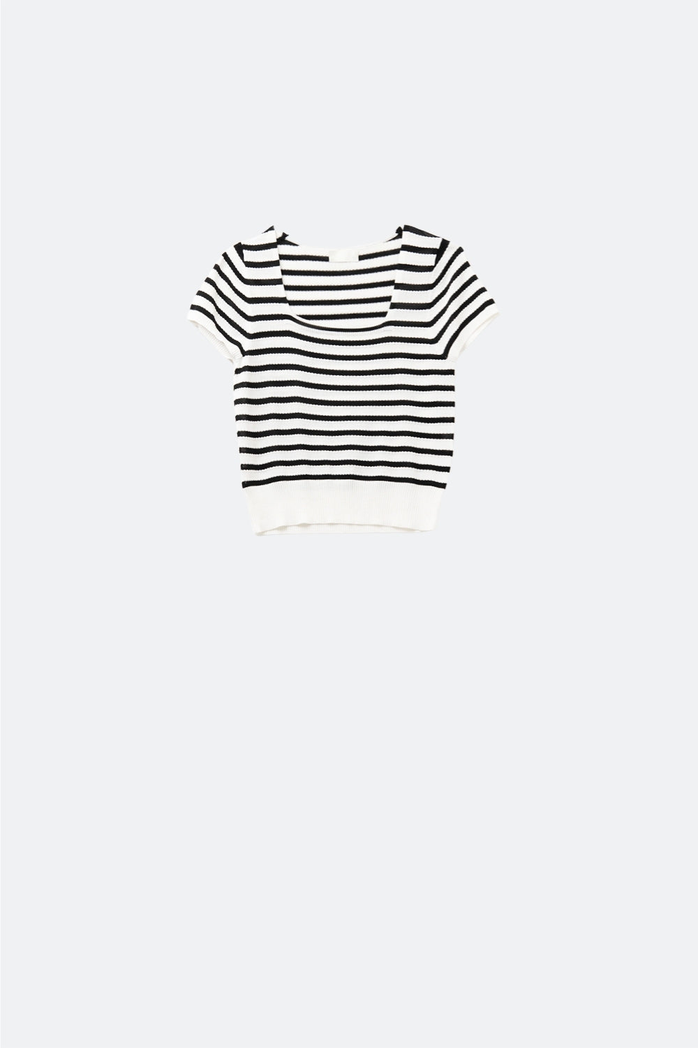 Square neck Stripped Sweater in Black and White - T-shirts