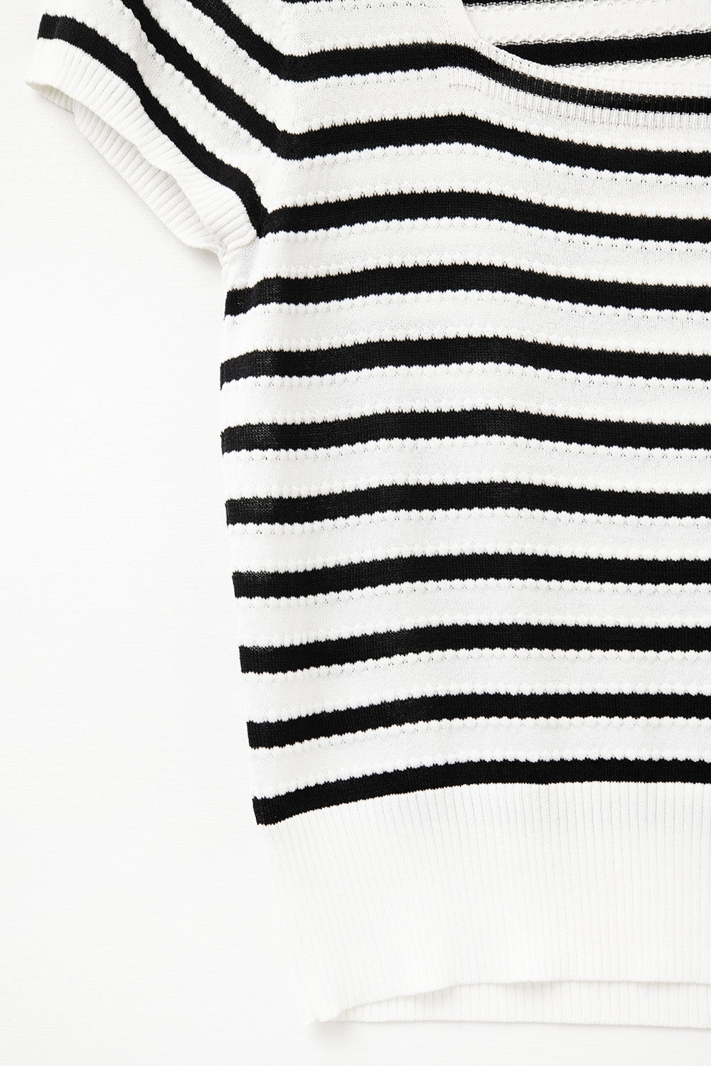 Square neck Stripped Sweater in Black and White - T-shirts