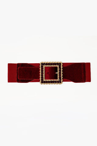 Cinto quadrado vermelho com strass e elástico ajustável